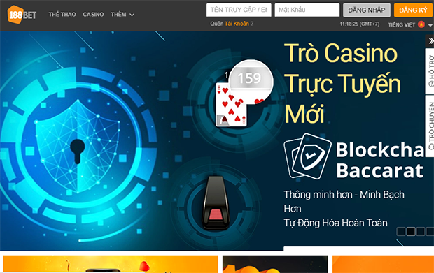 Giao diện tiếng việt 188bet